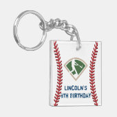 野球パーソナライズされた誕生日パーティーキーチェーン キーホルダー (正面左)