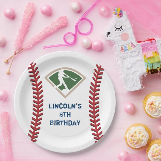 野球パーソナライズされた誕生日紙プレート ペーパープレート (パーティー)