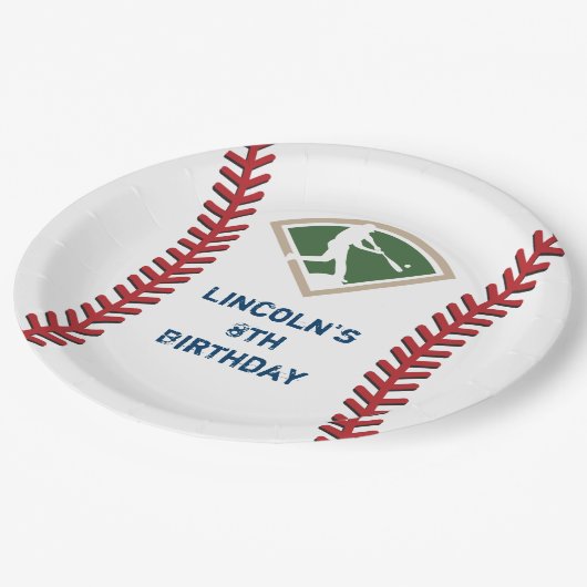 野球パーソナライズされた誕生日紙プレート ペーパープレート (アングル)