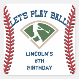 野球パーソナライズされた誕生日 スクエアシール