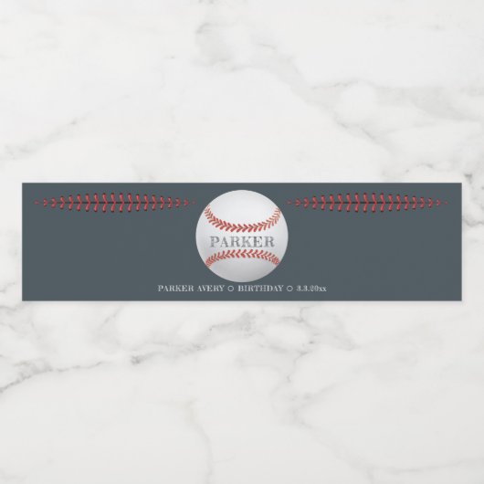 野球パーソナライズされた誕生日 ペットボトルラベル (シングルラベル)