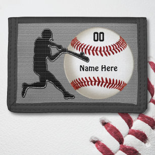 野球パーソナライズされた財布for Guys ナイロン三つ折りウォレット