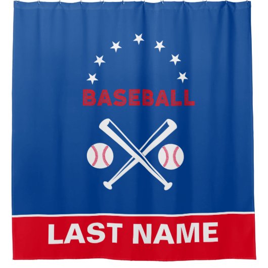 野球パーソナライズされた選手 シャワーカーテン (正面)