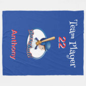 野球パーソナライズされた選手 フリースブランケット (正面(横))