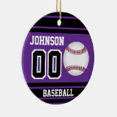 野球パーソナライズされた選手 |紫と黒 セラミックオーナメント (右)