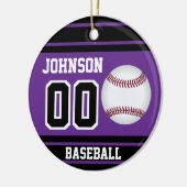 野球パーソナライズされた選手 |紫と黒 セラミックオーナメント (左)