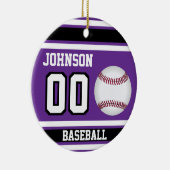 野球パーソナライズされた選手 |紫、白、黒 セラミックオーナメント (右)
