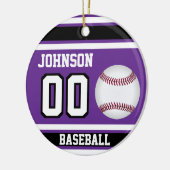 野球パーソナライズされた選手 |紫、白、黒 セラミックオーナメント (左)