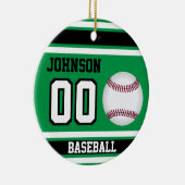 野球パーソナライズされた選手 |緑、白、黒 セラミックオーナメント (右)