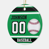 野球パーソナライズされた選手 |緑、白、黒 セラミックオーナメント (左)