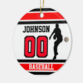 野球パーソナライズされた選手 |赤、白、黒 セラミックオーナメント (左)