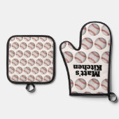 野球パーソナライズされた選手 鍋つかみ&鍋敷きセット (正面)