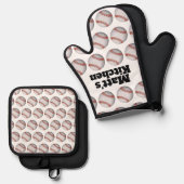 野球パーソナライズされた選手 鍋つかみ&鍋敷きセット (正面/裏面)