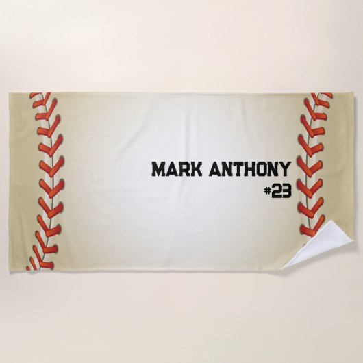野球パーソナライズされた/ソフトボールビーチタオル ビーチタオル (正面)