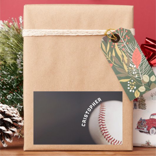 野球パーソナライズされた 長方形シール (クリスマス)