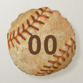野球パーソナライズされたDIY名チーム番号 ラウンドクッション (裏面)