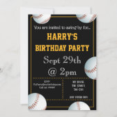 野球パーティの招待状編集可能 招待状 (正面)