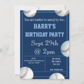 野球パーティの招待状編集可能 招待状 (正面)