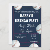 野球パーティの招待状編集可能 招待状 (正面)