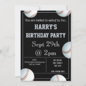 野球パーティの招待状編集可能 招待状 (正面)