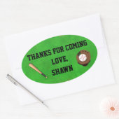 野球パーティーサンキューステッカー 楕円形シール (封筒)