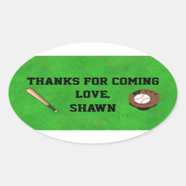 野球パーティーサンキューステッカー 楕円形シール