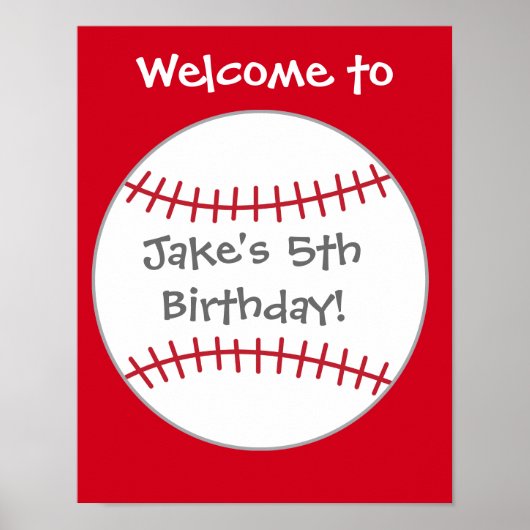 野球パーティーデコール – 誕生日ウェルカムサイン ポスター (正面)