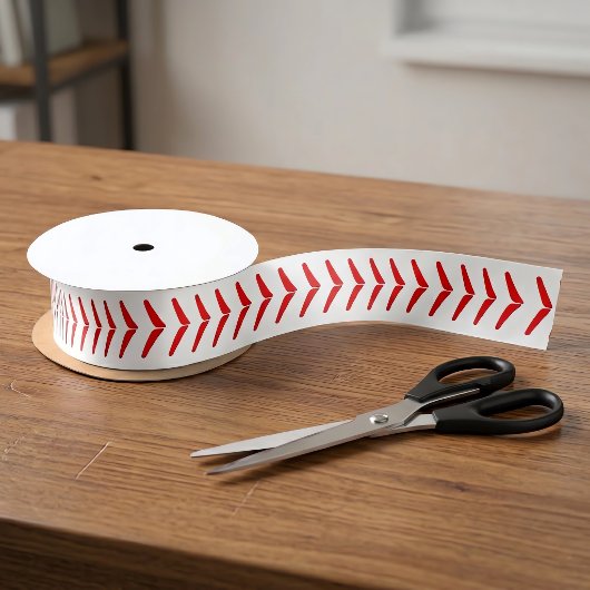 野球パーティー赤いシーム サテンリボン