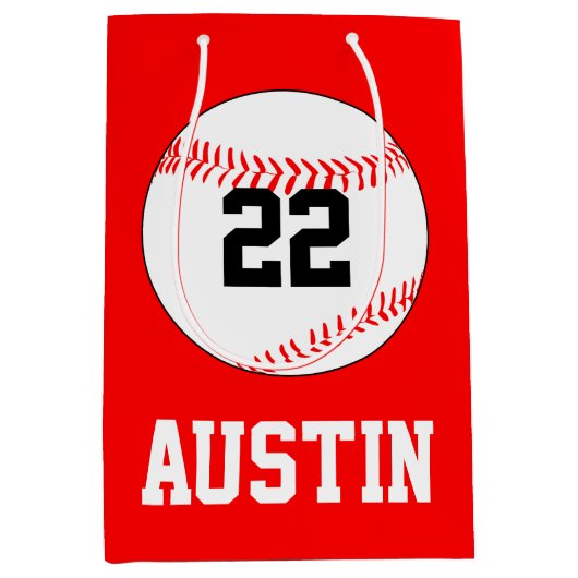 野球パーティー選手の名前、番号、カラー抱き枕 ミディアムペーパーバッグ (正面)