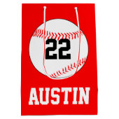 野球パーティー選手の名前、番号、カラー抱き枕 ミディアムペーパーバッグ (裏面)