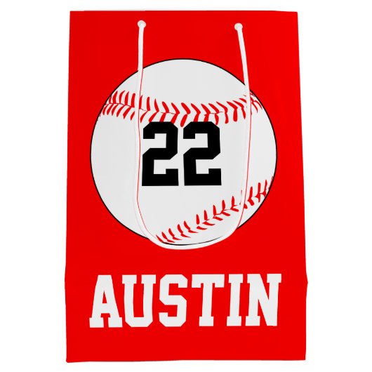 野球パーティー選手の名前、番号、カラー抱き枕 ミディアムペーパーバッグ (裏面)