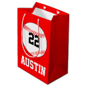 野球パーティー選手の名前、番号、カラー抱き枕 ミディアムペーパーバッグ (裏面アングル)