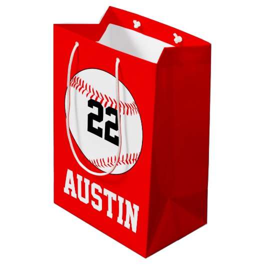 野球パーティー選手の名前、番号、カラー抱き枕 ミディアムペーパーバッグ (裏面アングル)