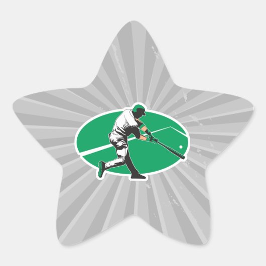 野球ヒッターのベクトルイラストレーション 星シール (正面)