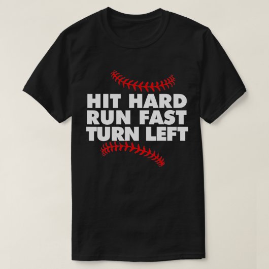 野球ヒット走懸命の急離れ転 Tシャツ (デザイン正面)