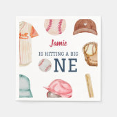 野球ビッグワンボーイ1歳誕生日 スタンダードカクテルナプキン (正面)