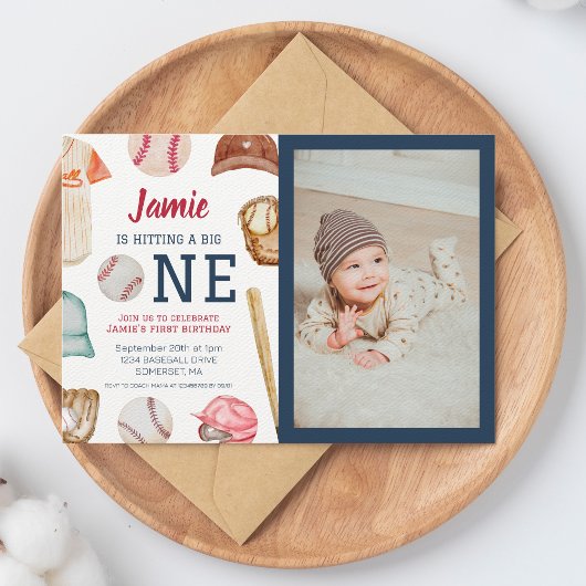 野球ビッグワンボーイ1歳誕生日 招待状
