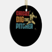 野球ピッチャーおもしろいチックDigピッチャーSoftb セラミックオーナメント (右)