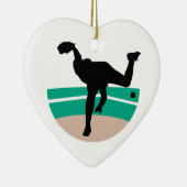 野球ピッチャーのシルエットデザイン セラミックオーナメント (右)