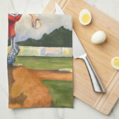 野球ピッチャーオンマウンドby Jay Throckmorton キッチンタオル (四つ折り)