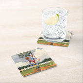 野球ピッチャーオンマウンドby Jay Throckmorton スクエアペーパーコースター (インサイチュ)