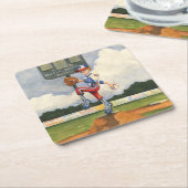 野球ピッチャーオンマウンドby Jay Throckmorton スクエアペーパーコースター (アングル)