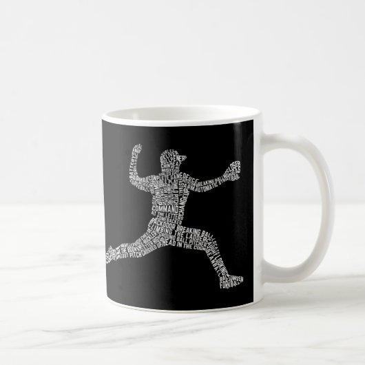 野球ピッチャータイポグラフィワードアート コーヒーマグカップ (右)