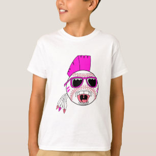 野球ピンクの女の子パンクベクトルデザイングラフィック Tシャツ