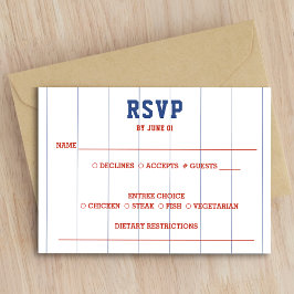 野球ピンストライプ結婚式RSVP 出欠カード