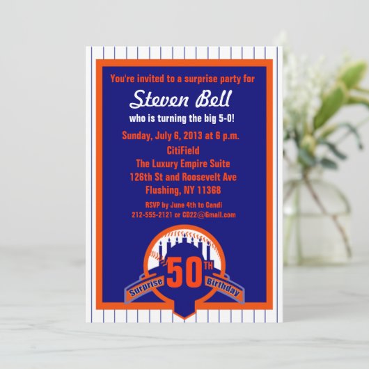 野球ファンのびっくりパーティ50 招待状 (スタンド正面)