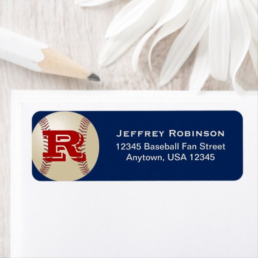 野球ファンの名前と住所 シールモノグラム ラベル (インサイチュ)