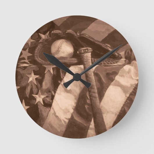 野球ファンの時計 ラウンド壁時計 (正面)