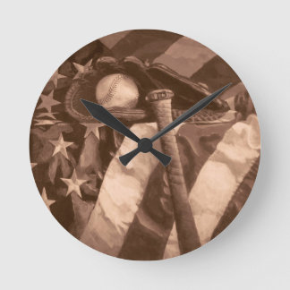 野球ファンの時計 ラウンド壁時計
