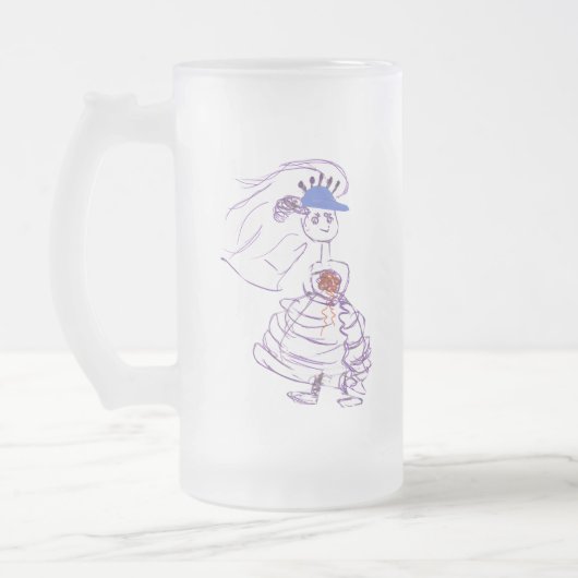 野球ファンの花嫁 フロストグラスビールジョッキ (左)